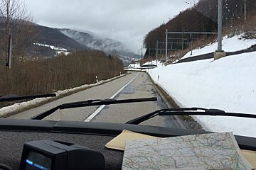 a map on the dashboard of a motorhome