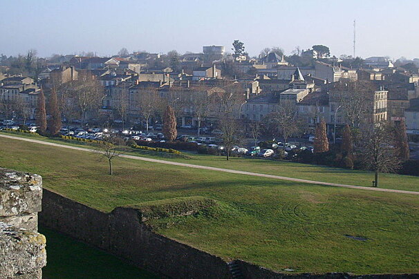 a town seen from the ramparts of a citadel