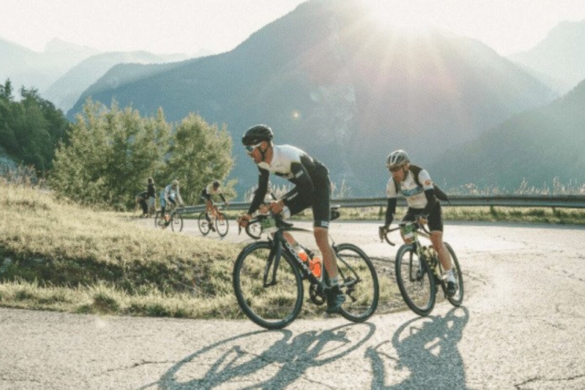 Road cyclists cycling up the col to Avoriaz