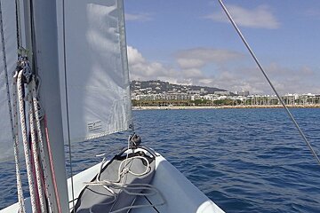 Sail boat coming into Cannes