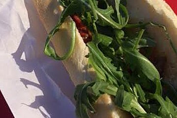 a vegetarian baguette with rocket