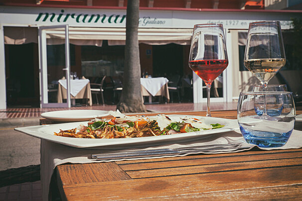 Dish at Miramar de Giuliano restaurant on the terrace