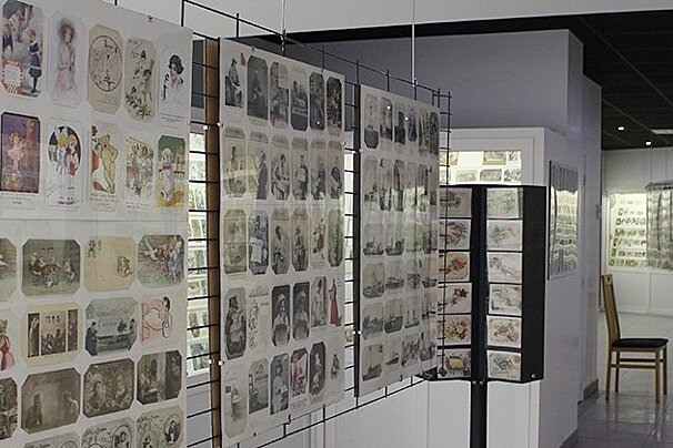 interior of the postcard museum in Antibes