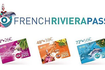 Three french riviera pass cards are sitting next to each other on a white background