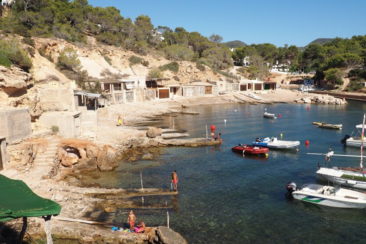 Boat huts int he south west of Ibiza