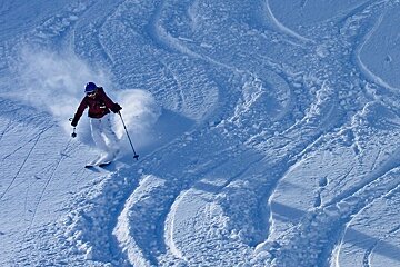 skier in powder