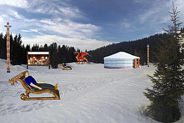 an artists impression of dragons on the pistes of Meribel