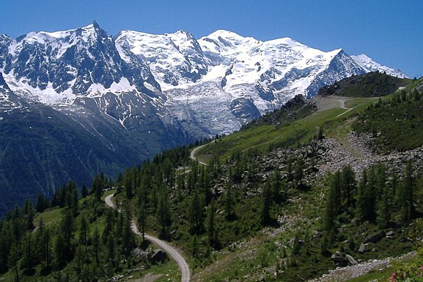 Chamonix hiking trails from Bellevue to Prarion in Les Houches