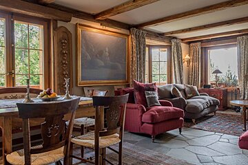 a lounge in a chalet in verbier