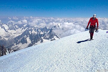 Climber Summiting Mont Blanc