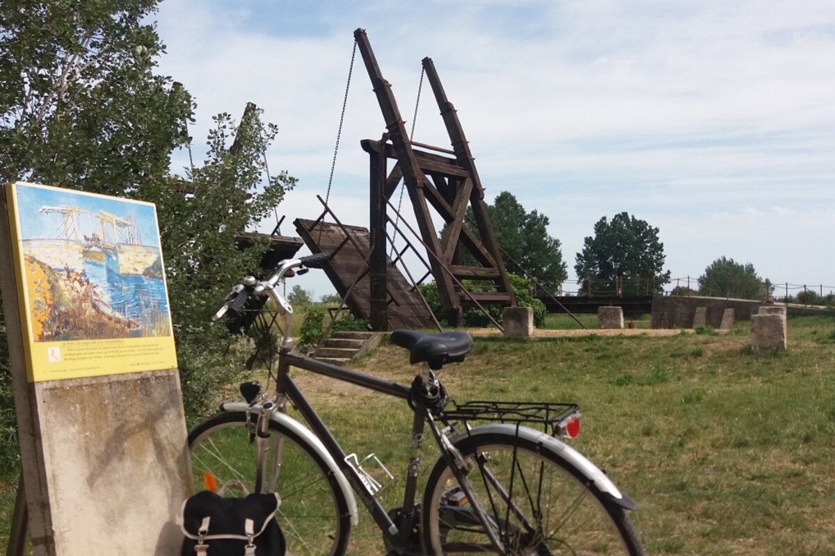 an old bridge and a bike 