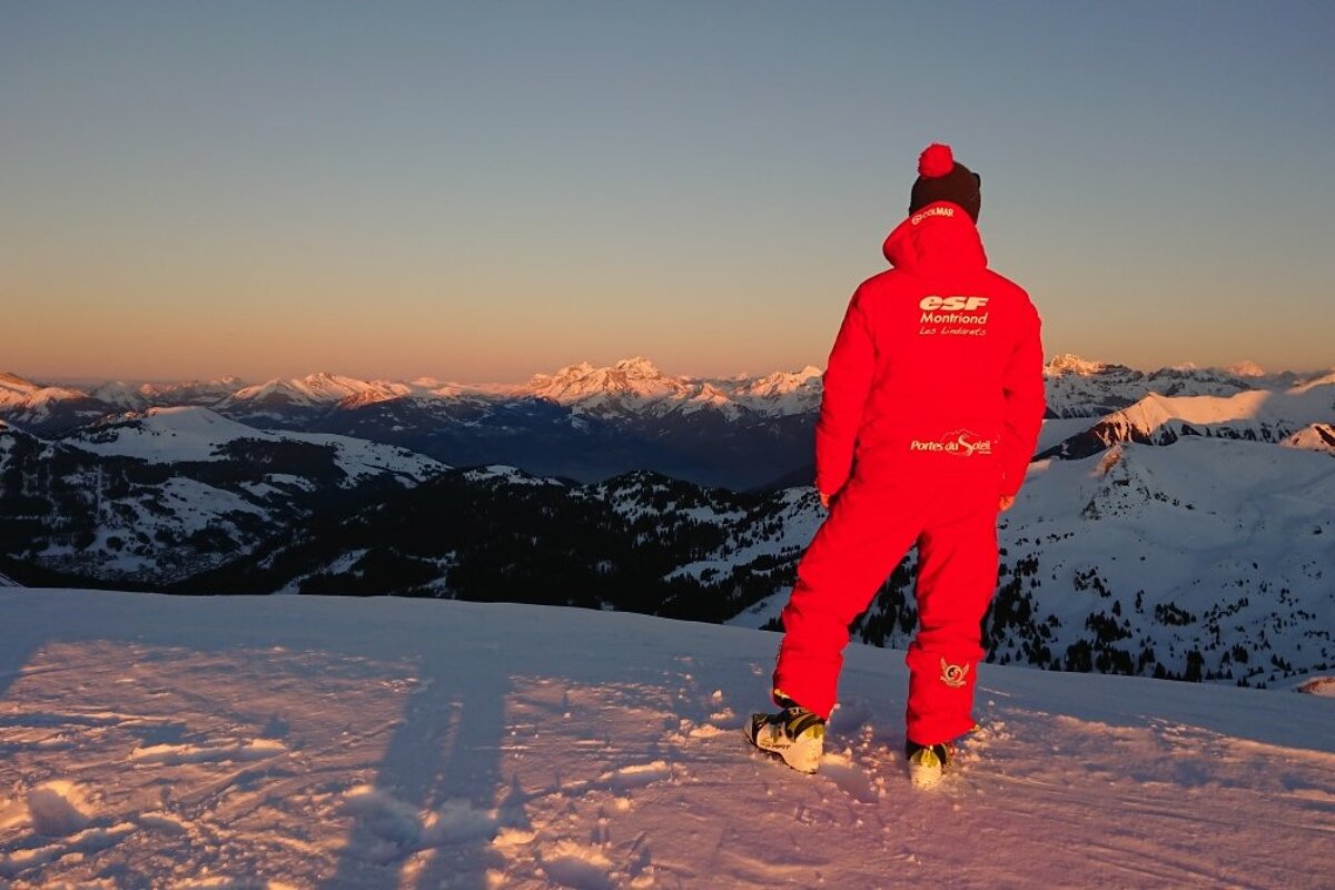 a ski instructor giving a private lesson