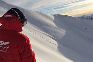 a ski instructor giving a private lesson