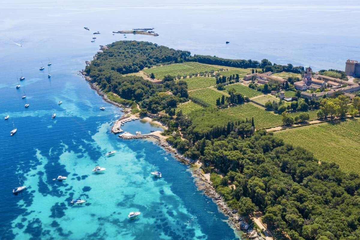 An aerial view of a small island in the middle of the ocean