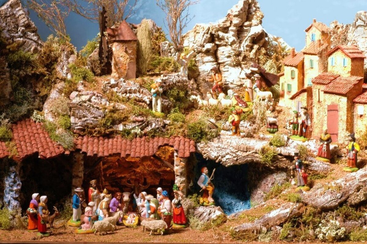 a full countryside nativity scene from Provence
