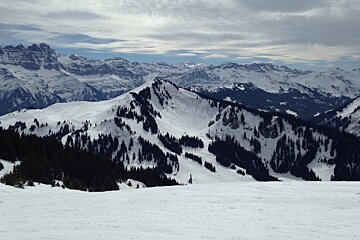 a mountain view in the portes du soleil