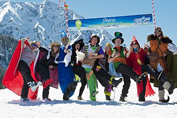 people in fancy dress on the mountain