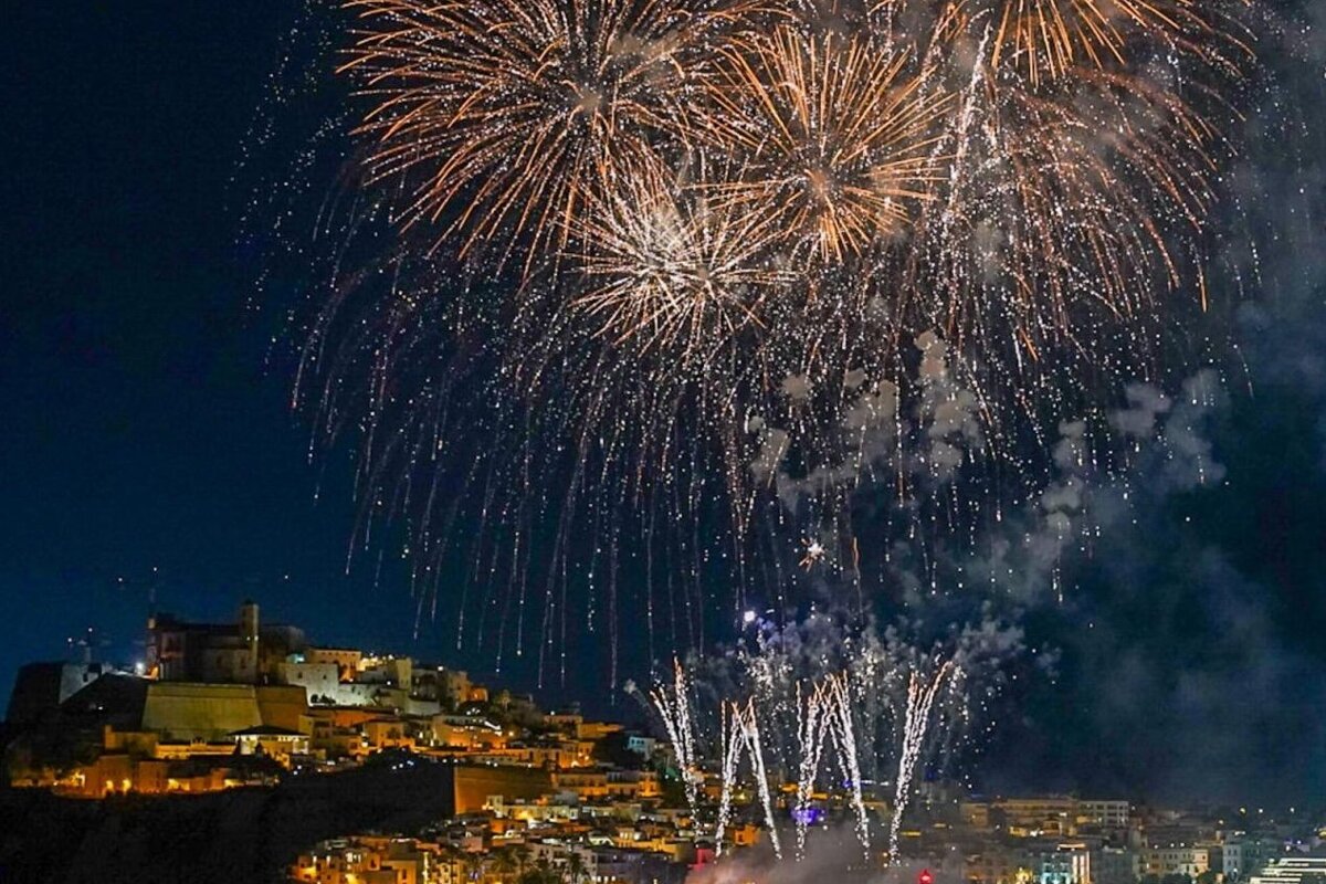 Festes de la Terra Festival with fireworks, Ibiza Town