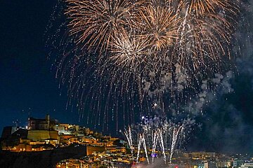Festes de la Terra Festival with fireworks, Ibiza Town