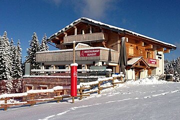a winter restaurant in the mountains