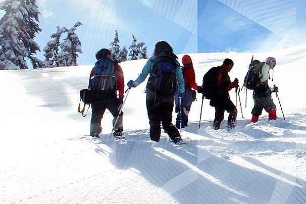 Snowshoeing, Les Arcs 1950