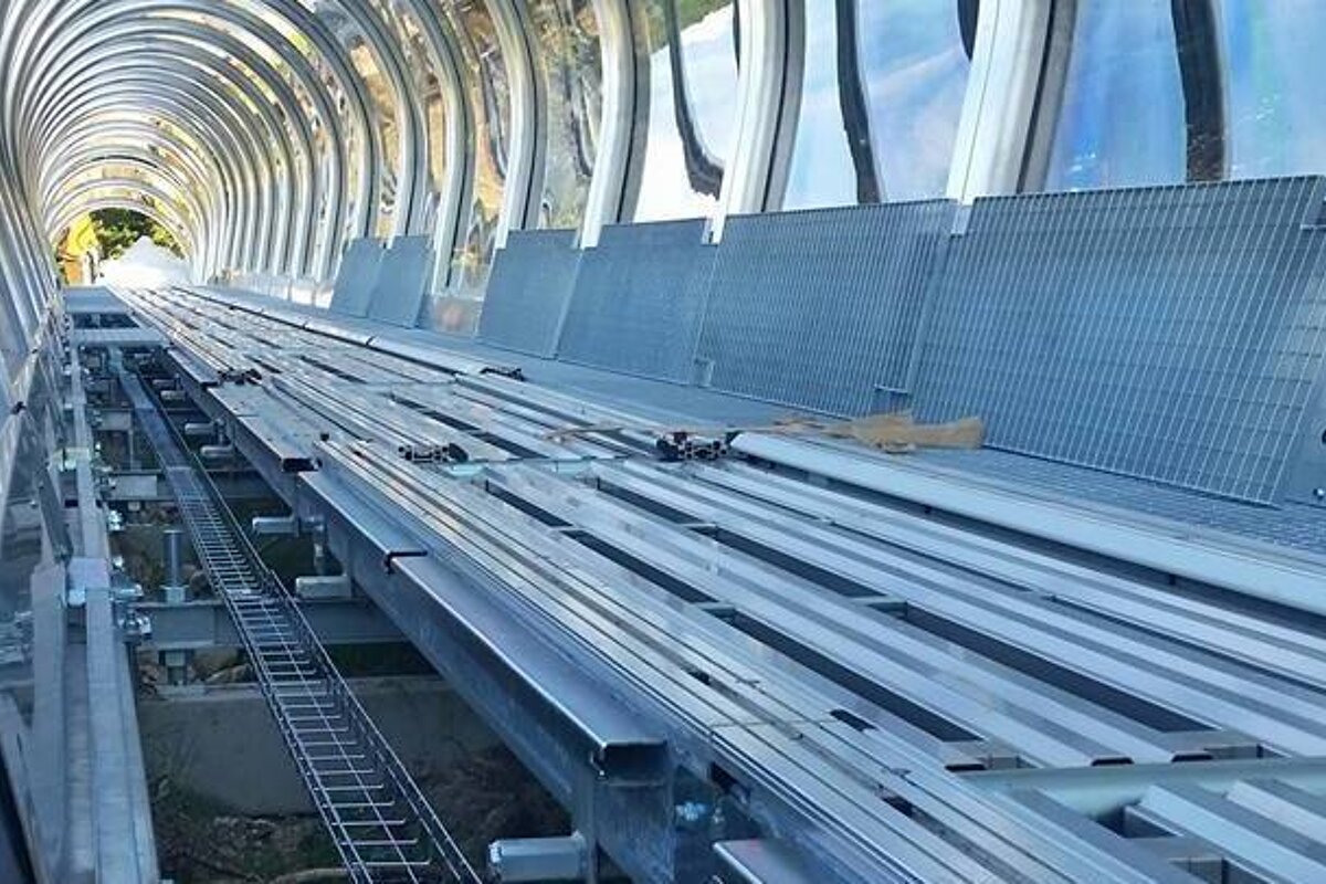 a covered ski travellator in la plagne