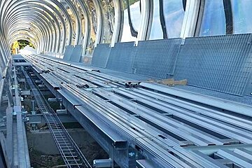 a covered ski travellator in la plagne