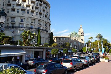 a view of street with designer shops and flash cars!