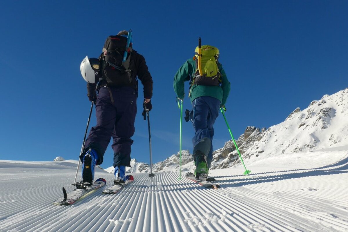 Designated skinning tracks in the Chamonix Valley