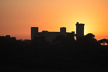 A view over to Bellver castle at sunset