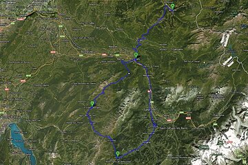 A map of the french alps shows a route to mont blanc