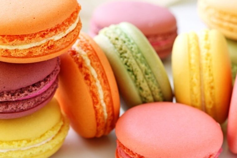 a colourful selection of French macarons