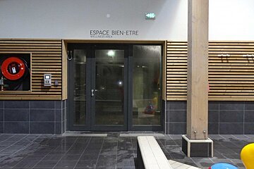 a door to a spa