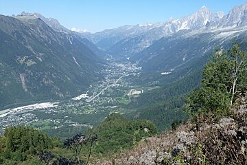 view down the chamonix valley