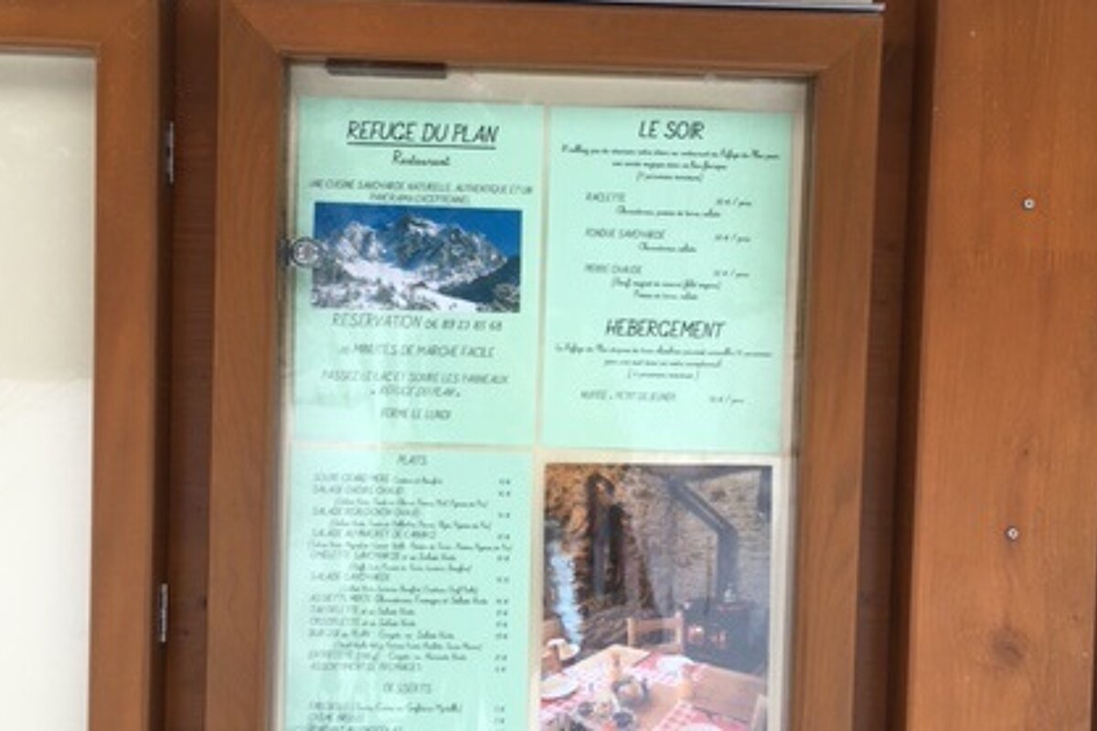 a notice board at a restaurant in meribel