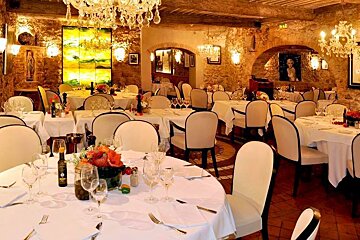 the interior of a famous restaurant in Antibes