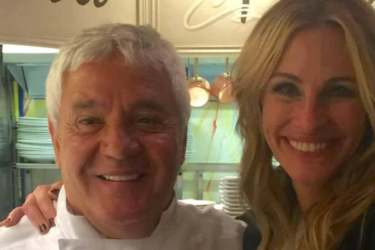 a chef & julie roberts in a restaurant in antibes