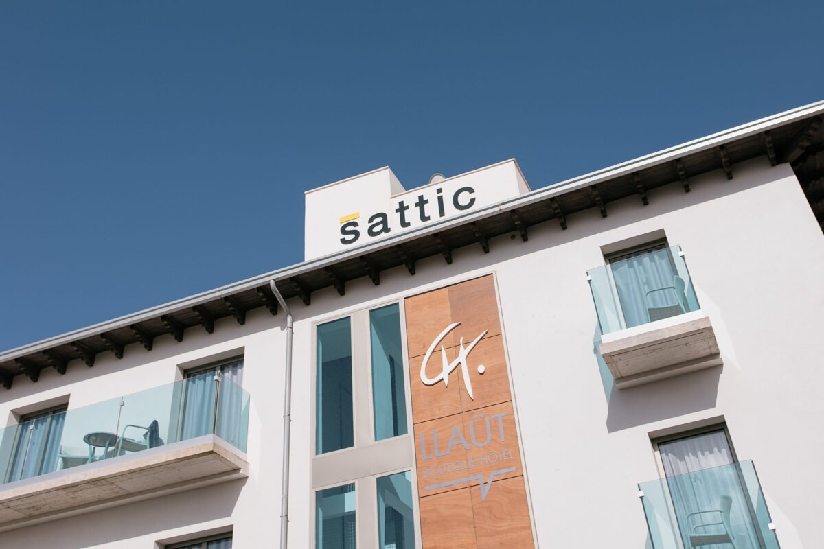 A modern white building with a 