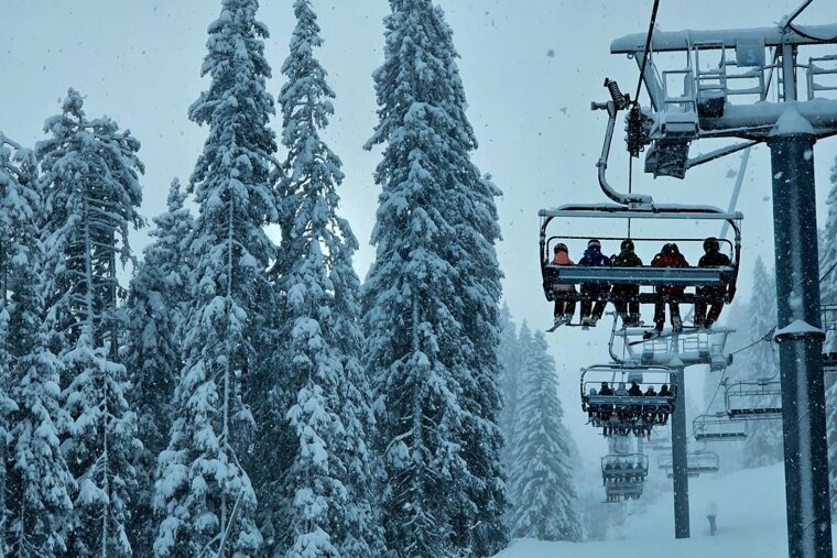 On the chairlift in the snow in Avoriaz