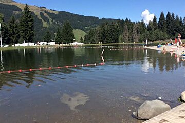 a swimming lake near morzine