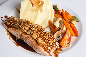 Salmon dish at Ambrosia restaruante