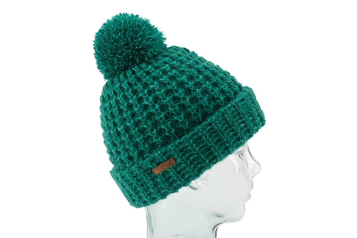 a green beanie
