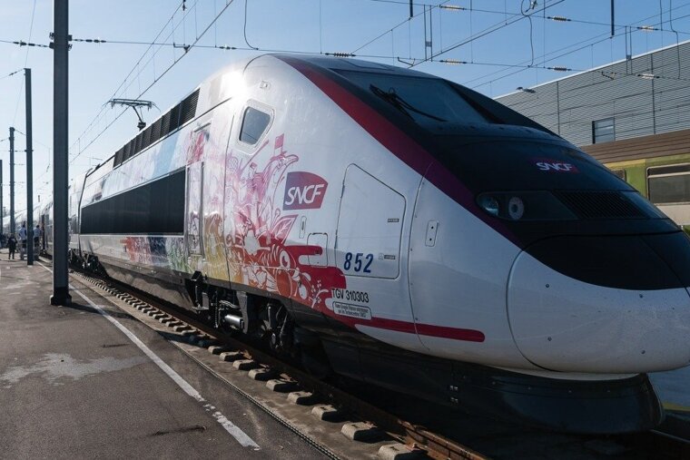 a tgv train in station