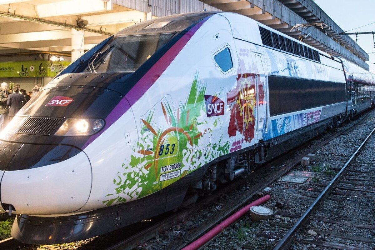 a tgv train in station