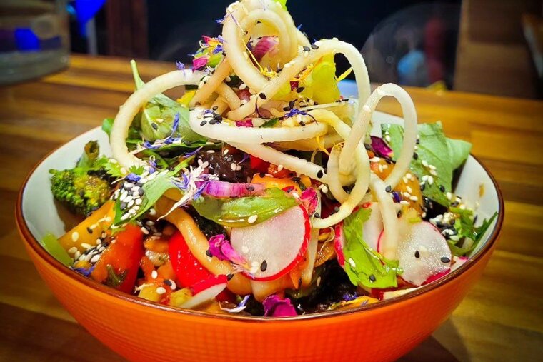 Vegetarian dish at Kamado Kitchen Morzine