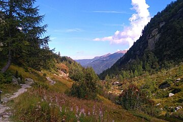 A hiker admiring the view in the Berard valley near Chamonix