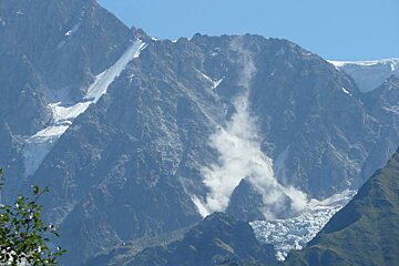 A mountain with a lot of snow on it