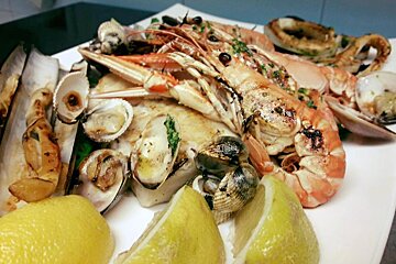 Seafood at Ambrosia restaurant