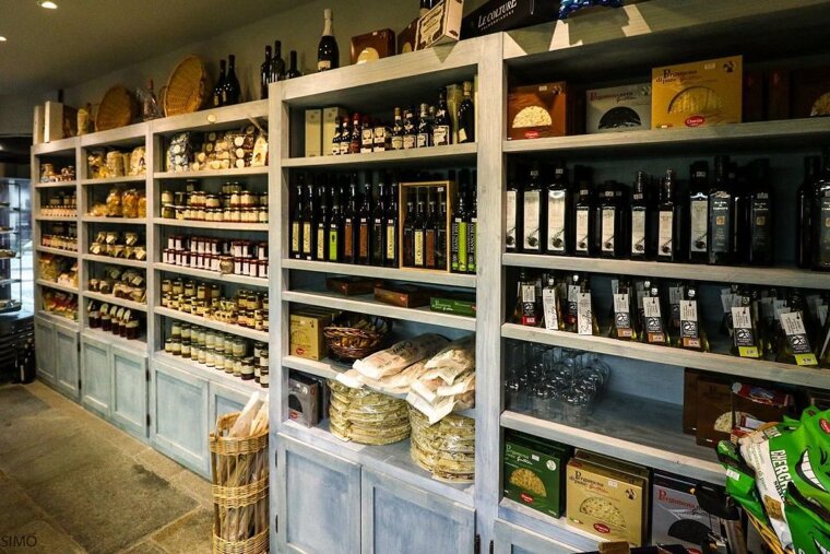 An Italian food shop in Chamonix