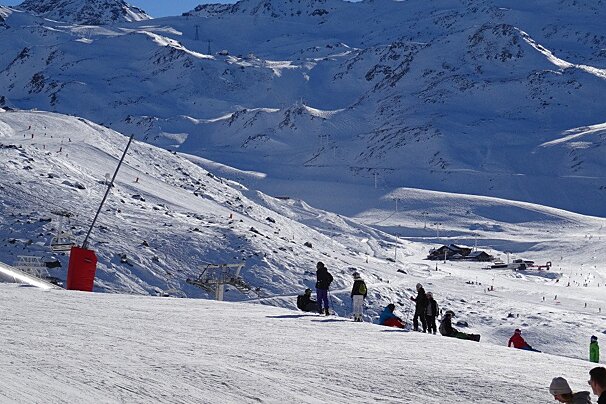 skiers taking a break